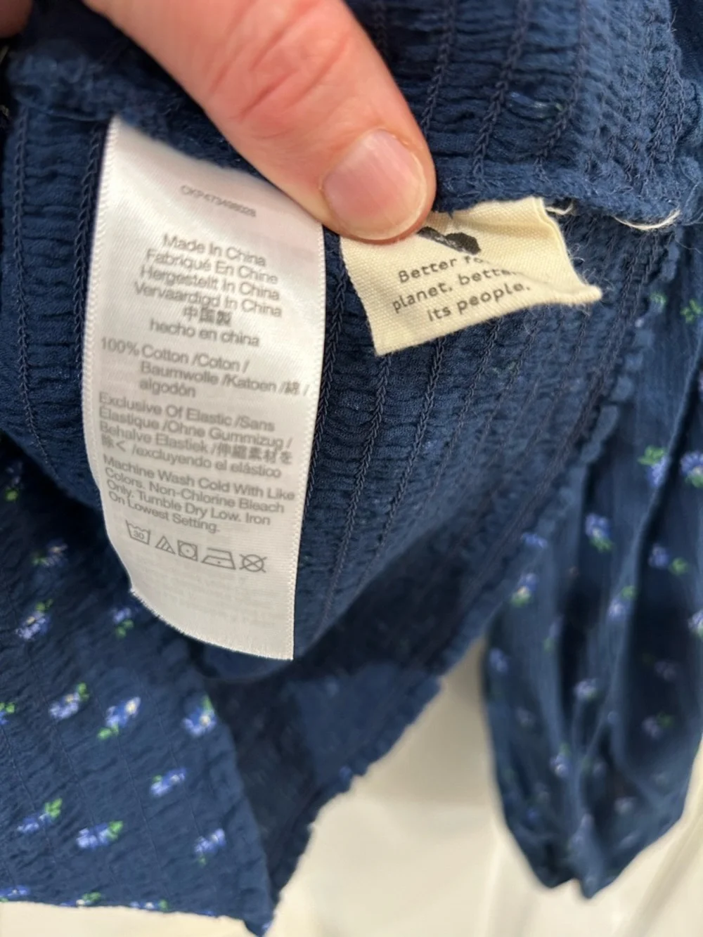 Sold Madewell Matching Set Cotton Blue Floral Smocked Crop Top Maxi Skirt Large - Picture 5 of 16